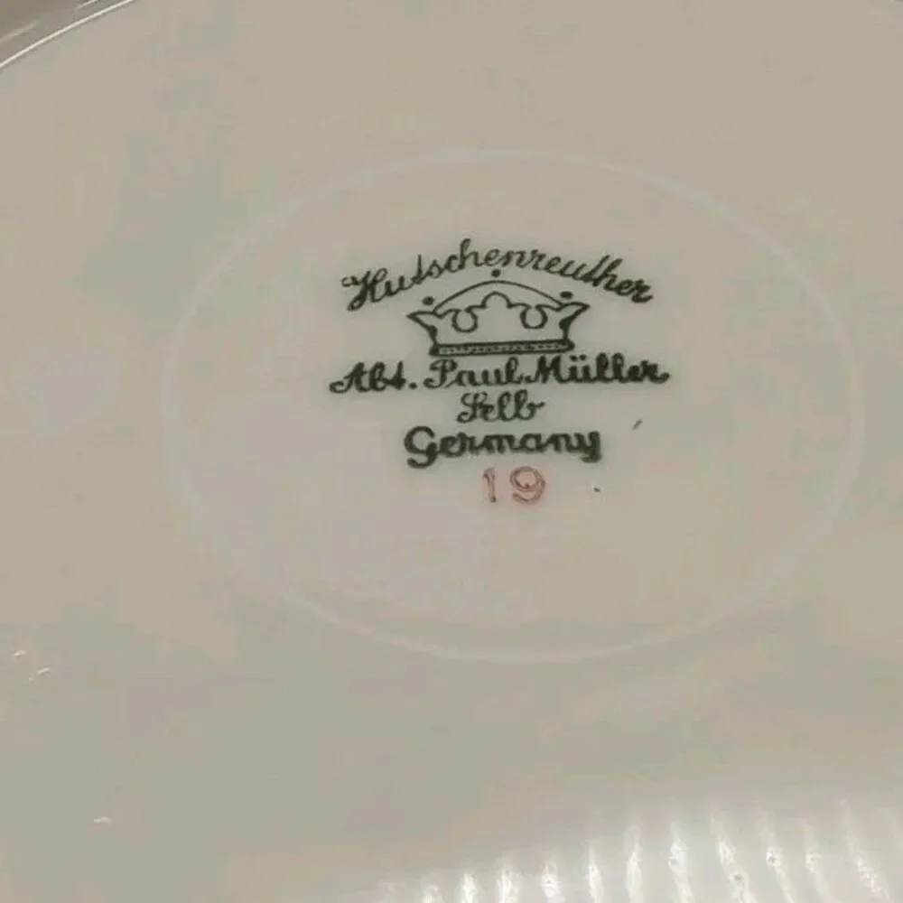 hutschenreuther selb Paul Muller Rimmed Soup Pasta Bowls Set Of 4 Blue Bands Dot